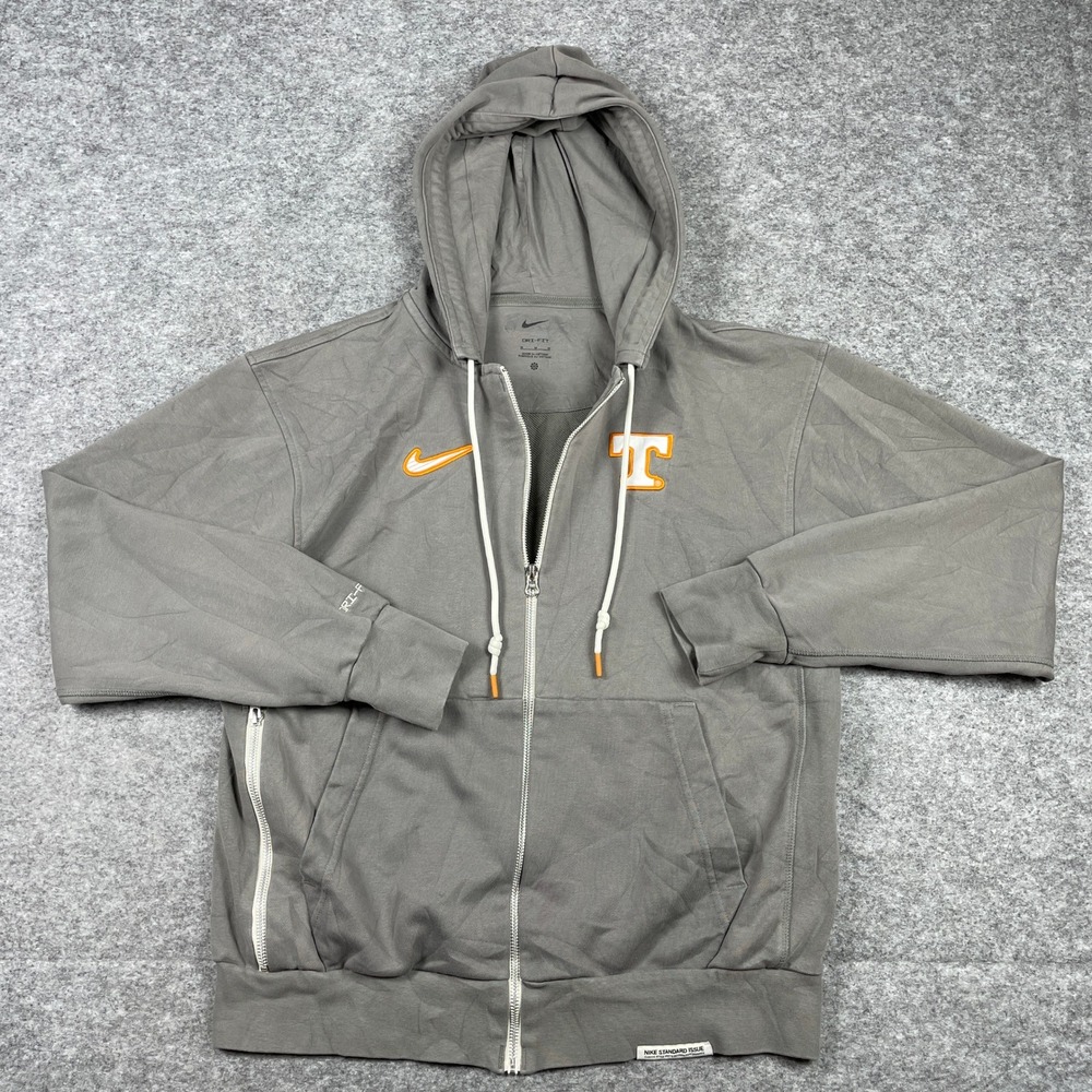 Tennessee Volunteers Hoodie Mens M Grey Nike Standard Issue Full Zip Dri-FIT